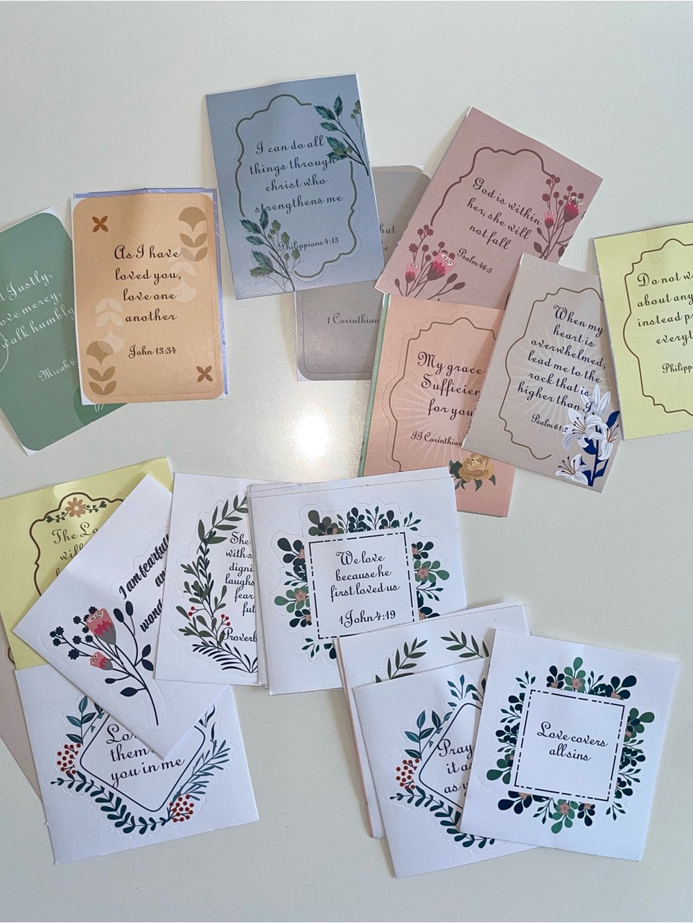 Inspirational Floral Scripture Stickers - Assorted Pastel Colors (26)
